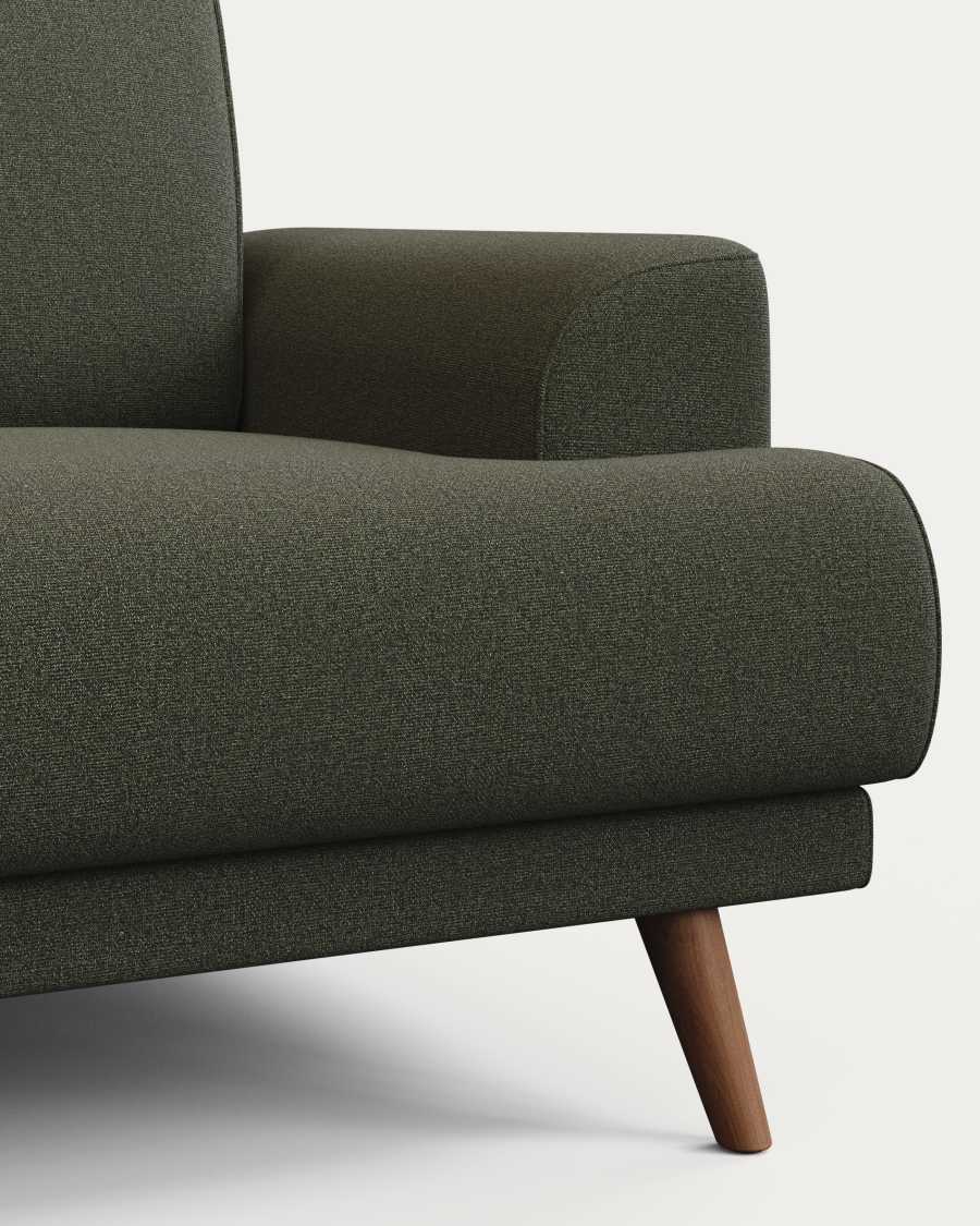 Karin 2-seater sofa in dark green chenille with solid beech wood legs 211cm