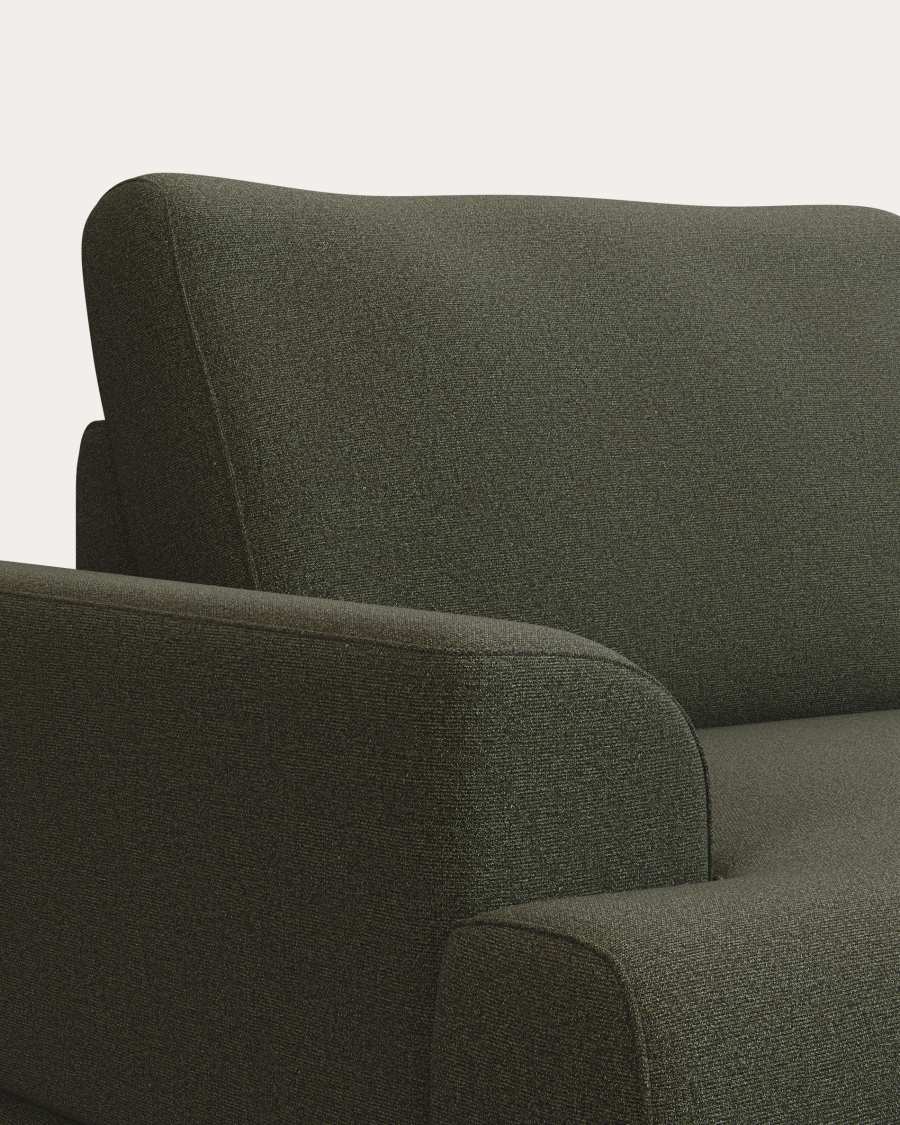 Karin 2-seater sofa in dark green chenille with solid beech wood legs 211cm