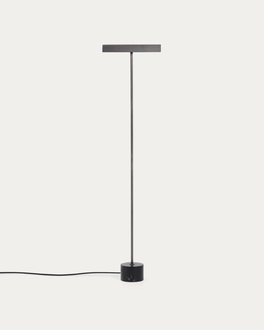 Lynor brushed metal floor lamp with black marble base UK adaptor