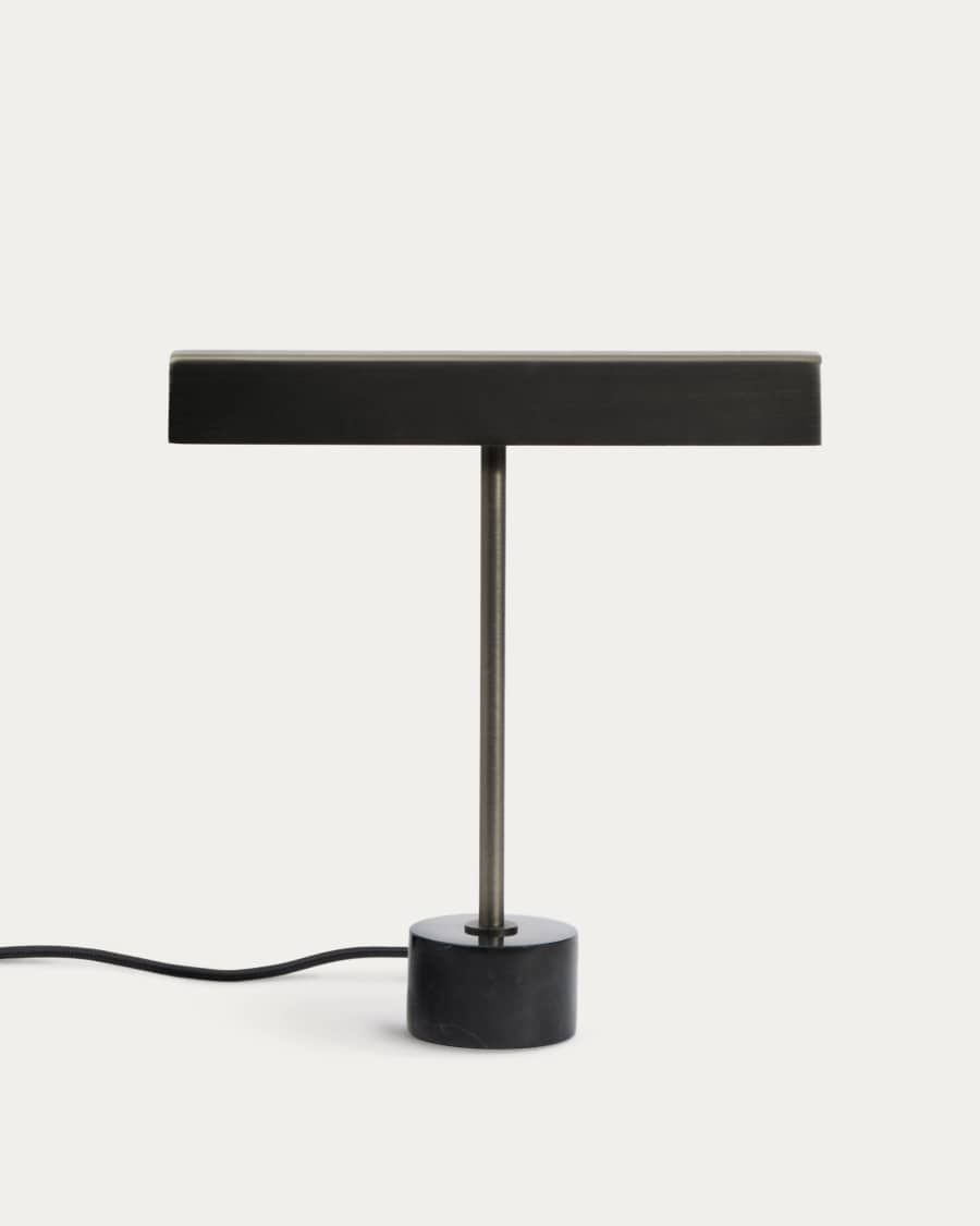 Lynor brushed metal table lamp with black marble base