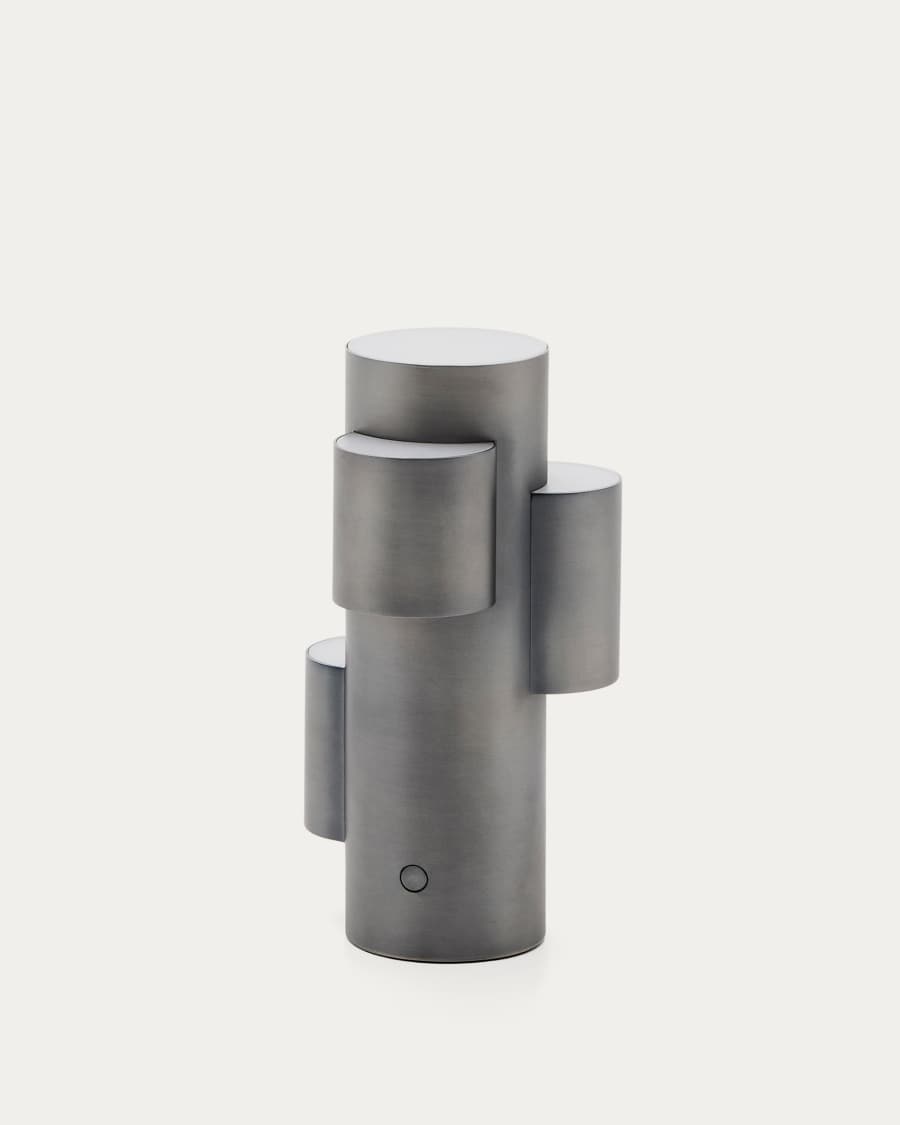 Adrina portable LED table lamp in dark grey metal with brushed finish