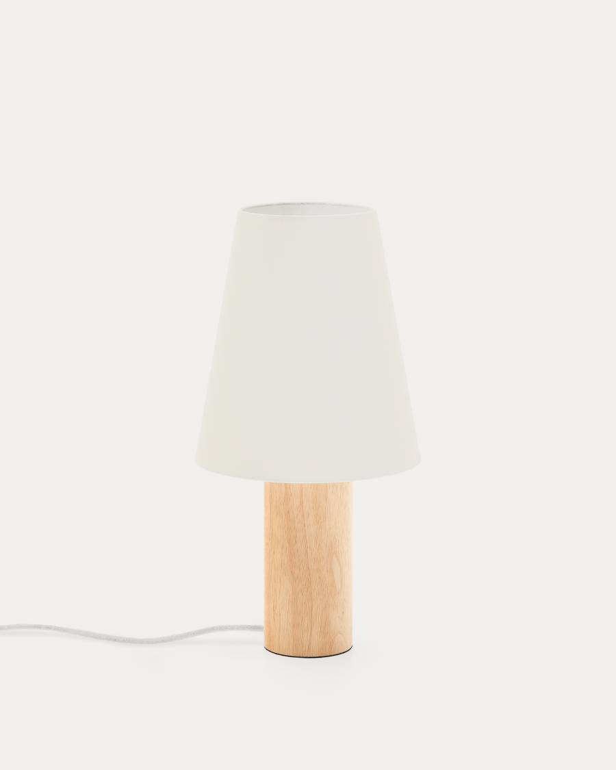 Marga table lamp made from solid rubber wood with natural finish UK adapter