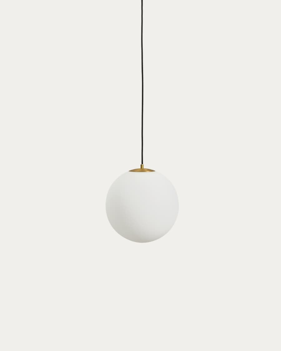 Brisia metal ceiling lamp with brushed brass finish and 1 frosted glass ball Ø30cm