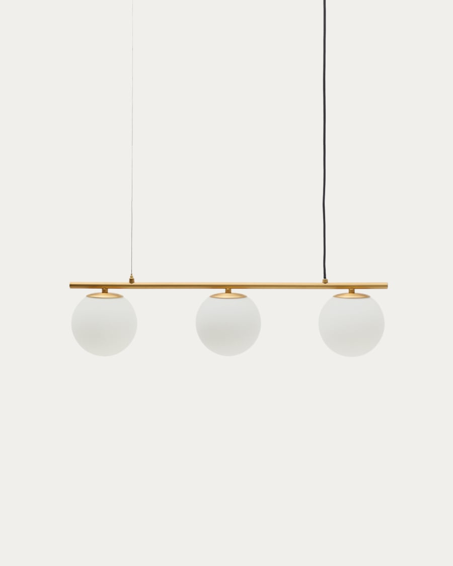 Brisia metal ceiling lamp with brushed brass finish and 3 frosted glass balls Ø15cm