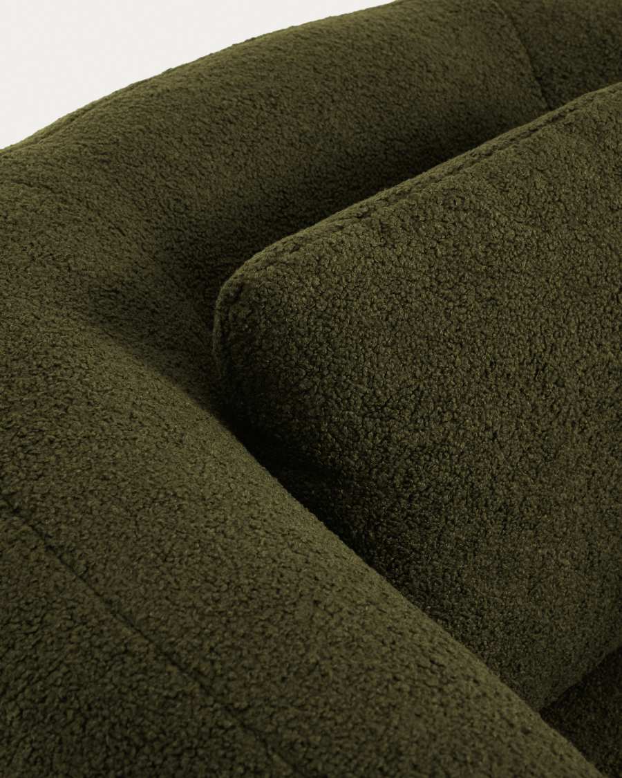 Martina dark green bouclé swivel armchair with cushion FSC Mix Credit
