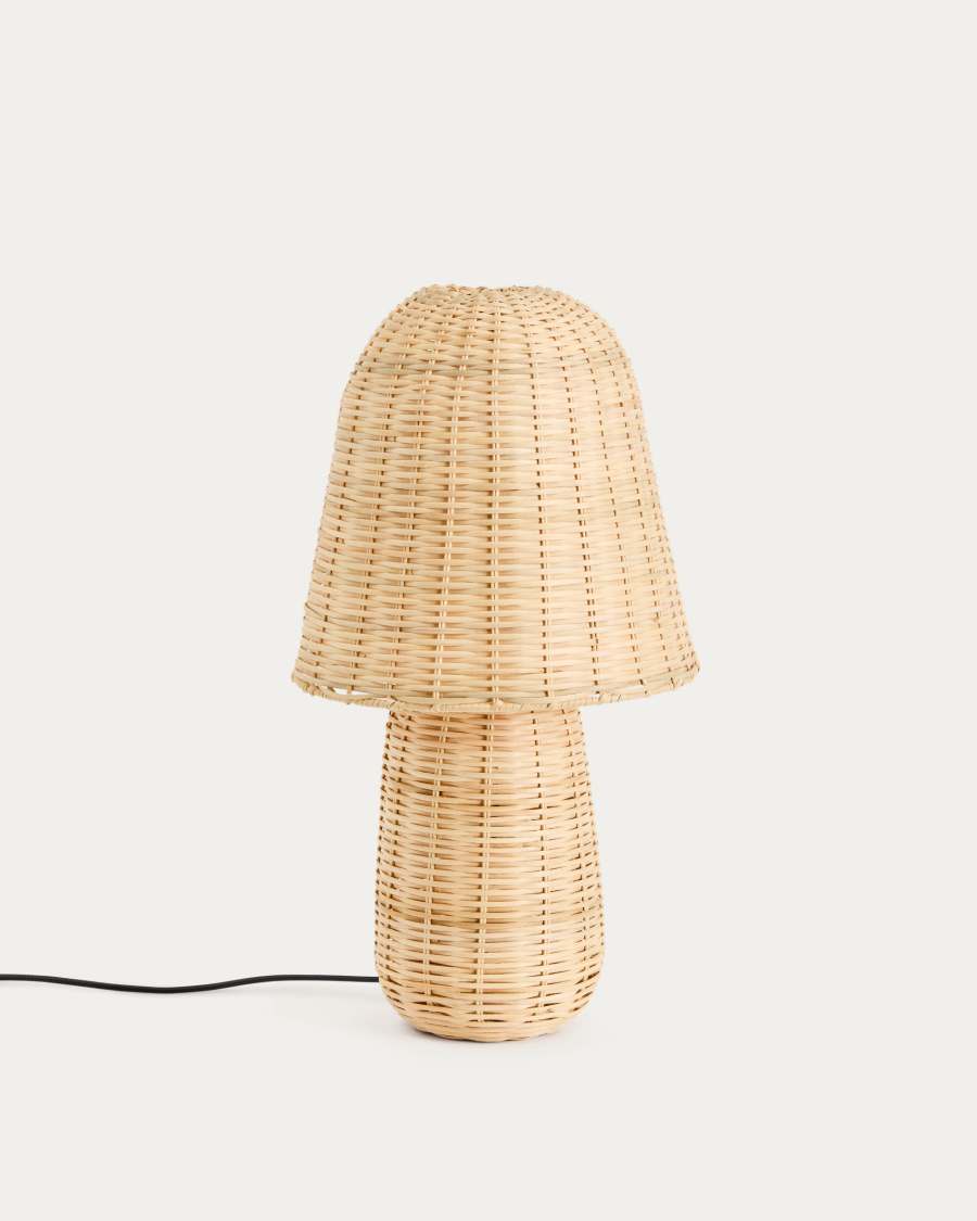 Neuda rattan table lamp with clear finish and UK adaptor