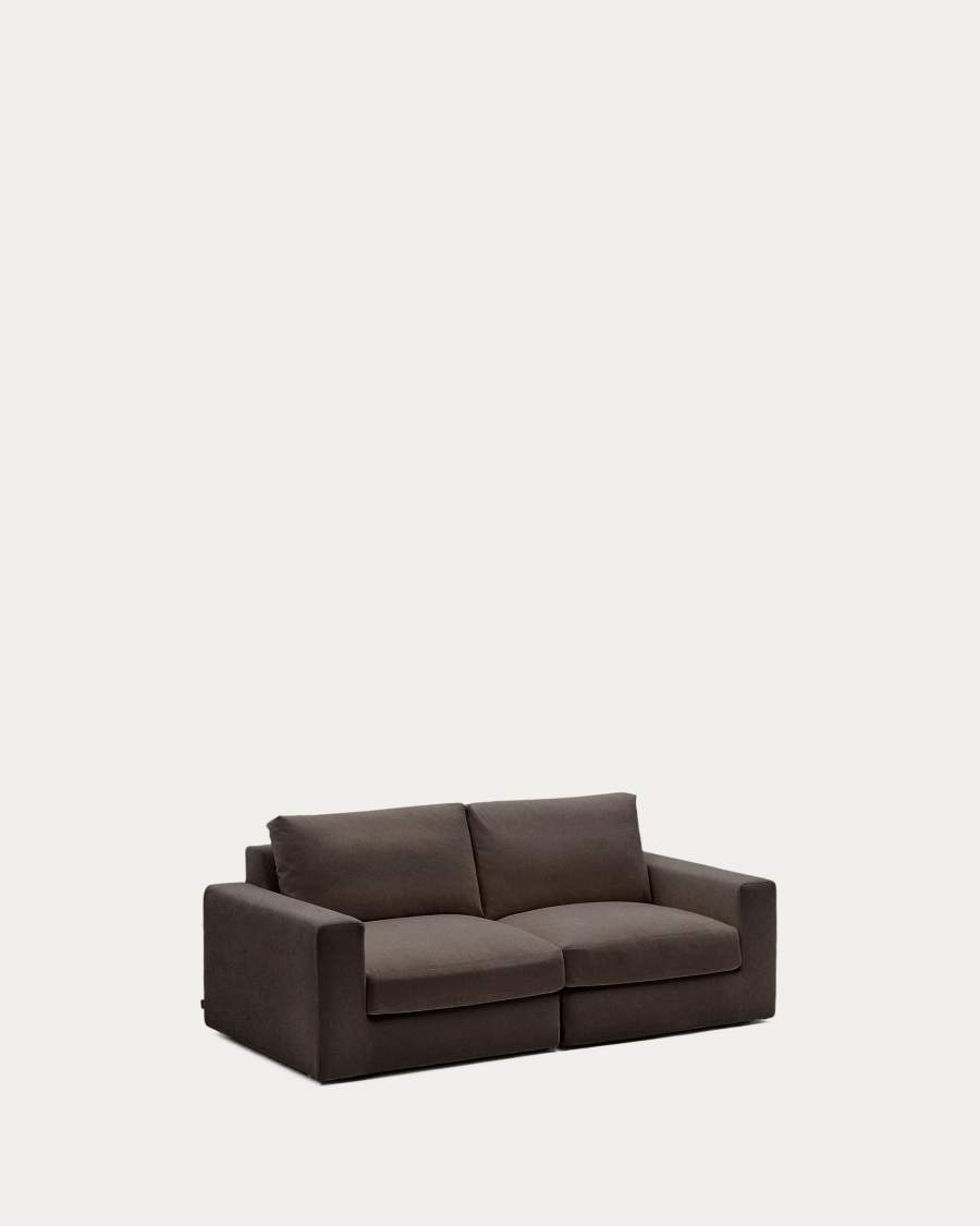 Alea removable cover modular sofa 3-seater in dark brown chenille 220 cm