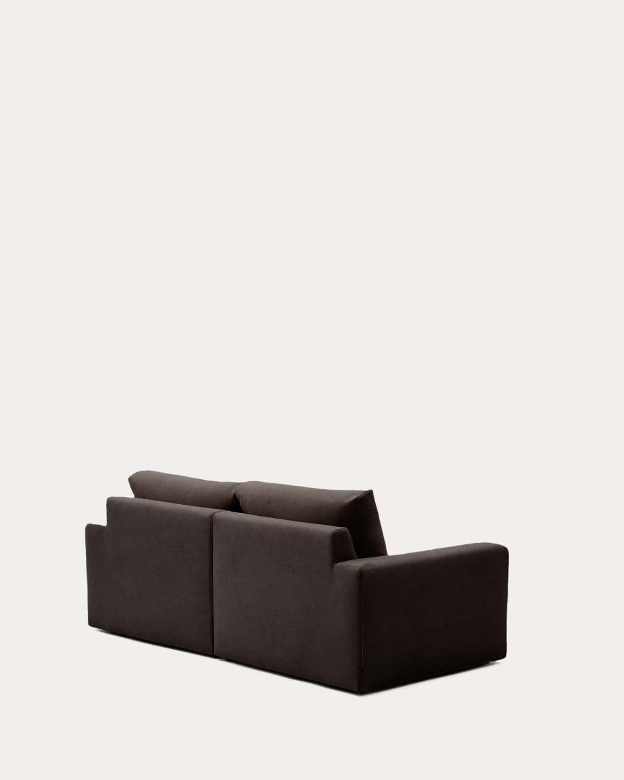 Alea removable cover modular sofa 3-seater in dark brown chenille right chaise longue 220 cm