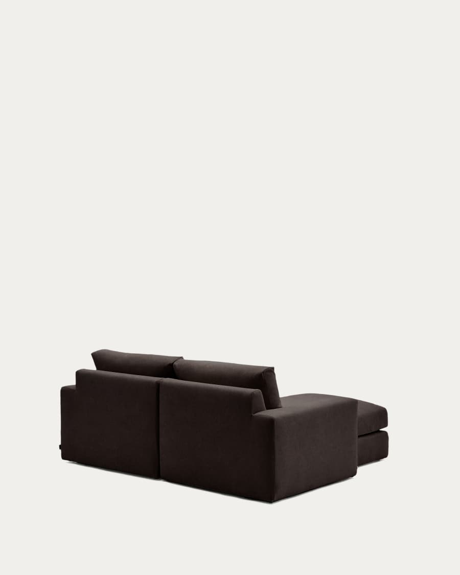 Alea removable cover modular sofa 3-seater in dark brown chenille left chaise longue 220 cm