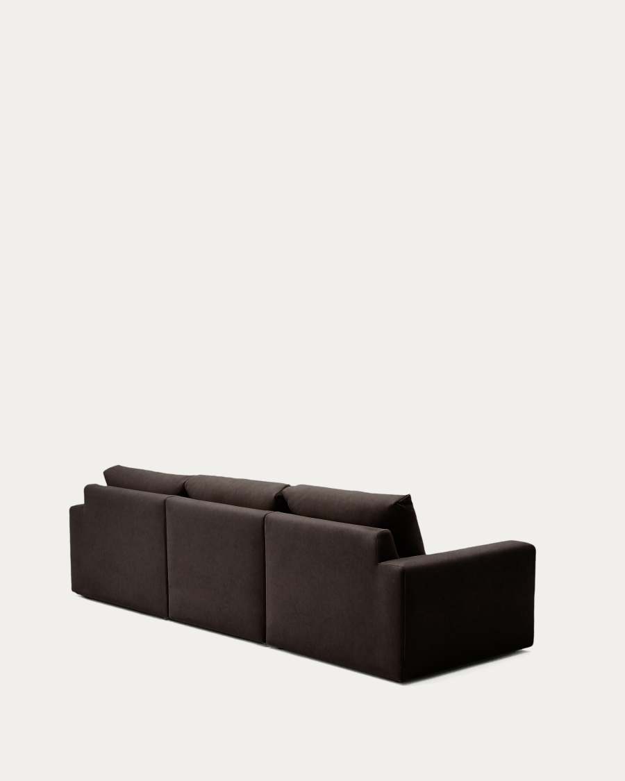 Alea removable cover modular sofa 4-seater in dark brown chenille right chaise longue 310 cm