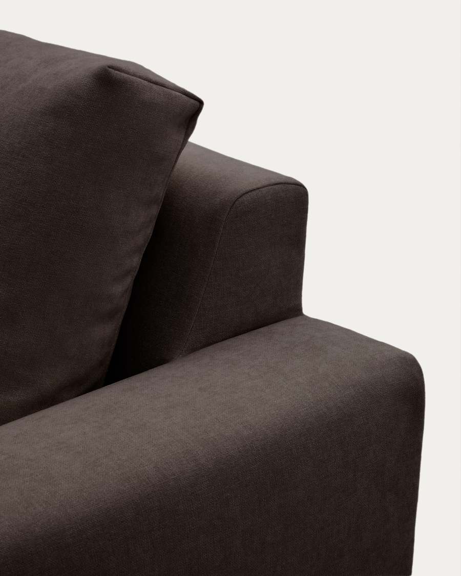 Alea removable cover modular sofa 3-seater in dark brown chenille left chaise longue 220 cm