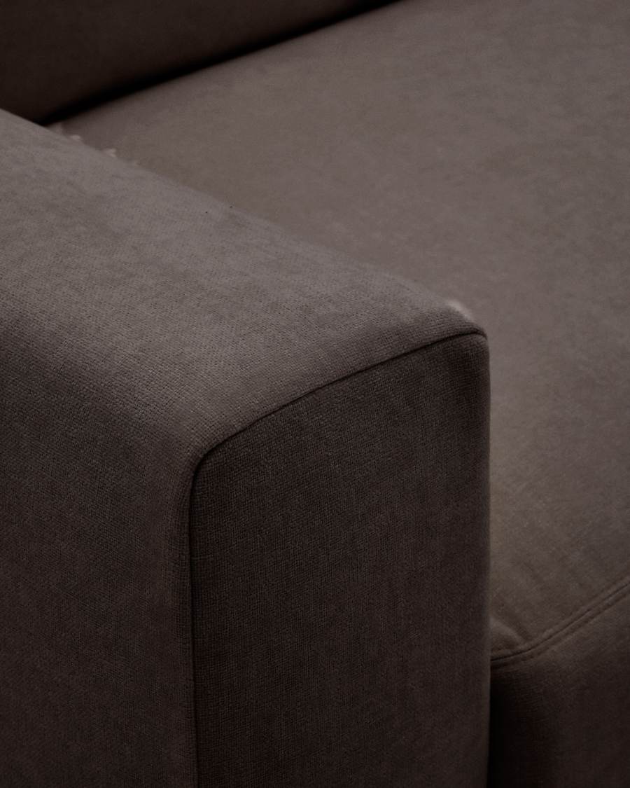 Alea removable cover modular sofa 4-seater in dark brown chenille right chaise longue 310 cm