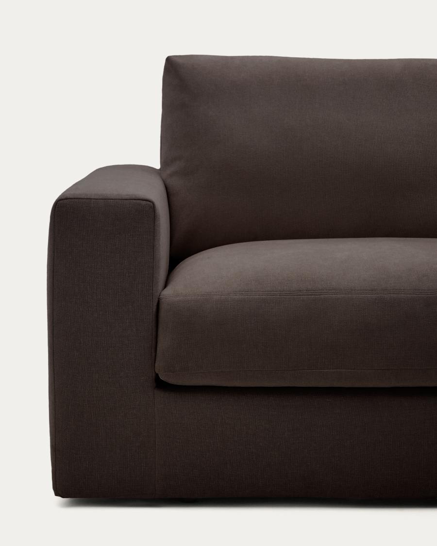 Alea removable cover modular sofa 4-seater in dark brown chenille right chaise longue 310 cm