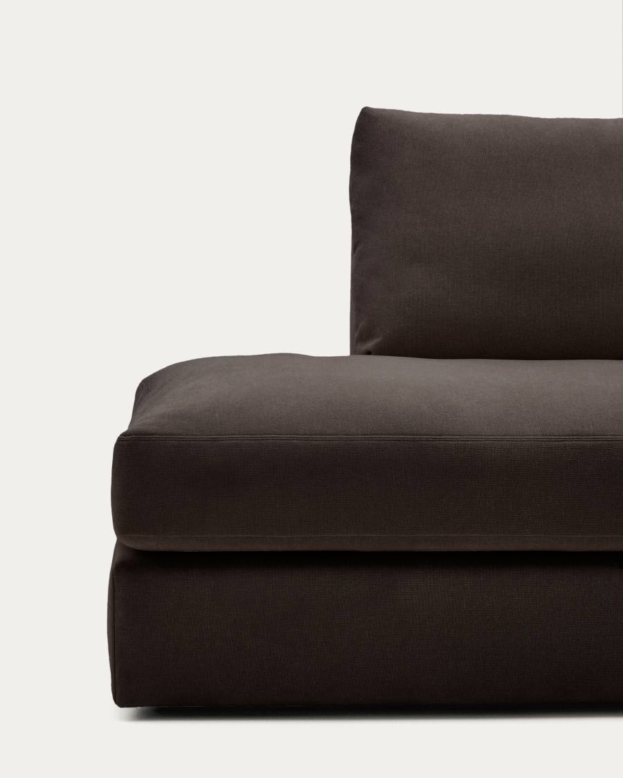 Alea removable cover modular sofa 5-seater in dark brown chenille right chaise longue 340 cm