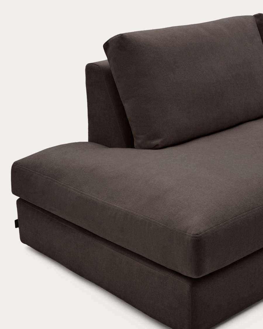 Alea removable cover modular sofa 5-seater in dark brown chenille right chaise longue 340 cm