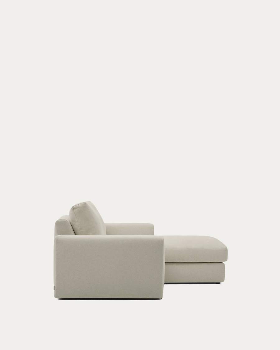 Alea removable cover modular sofa 3-seater in light brown chenille right chaise longue 220 cm