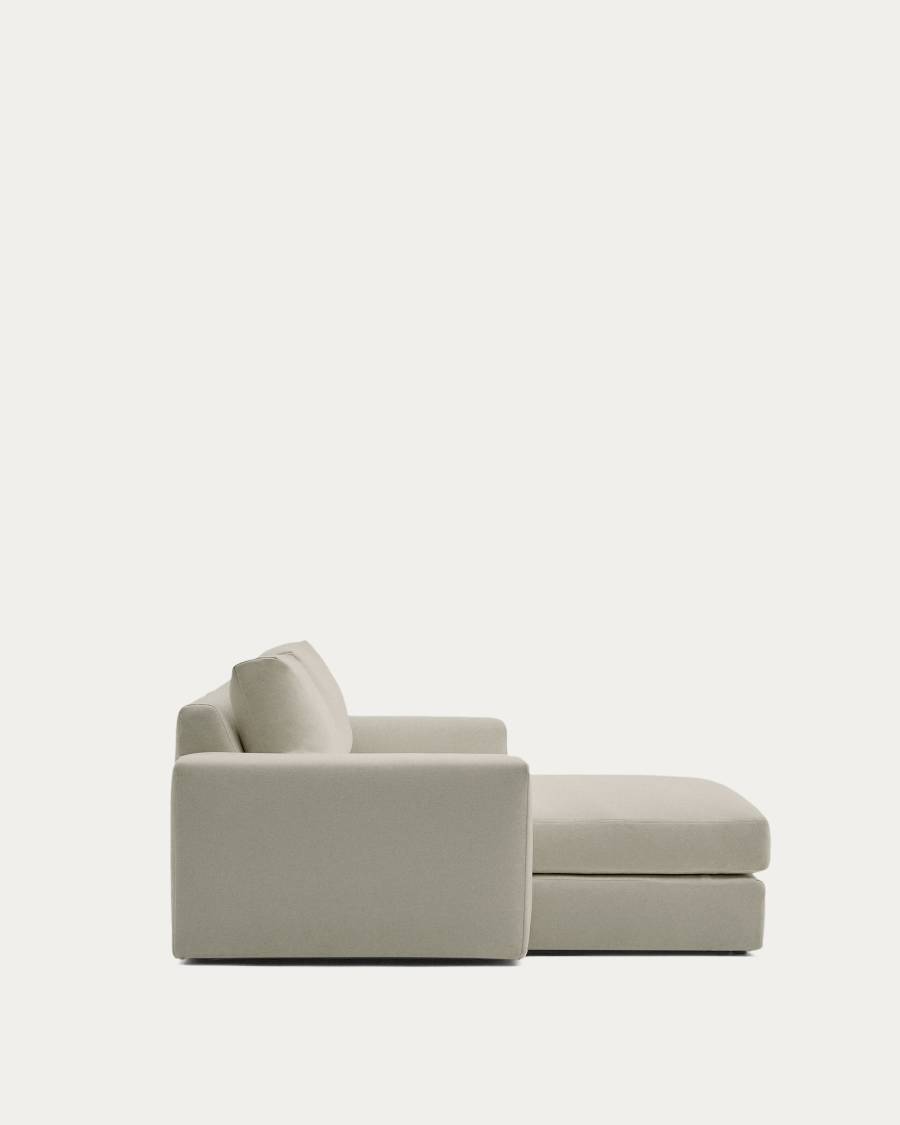 Alea removable cover modular sofa 3-seater in light brown chenille left chaise longue 220 cm
