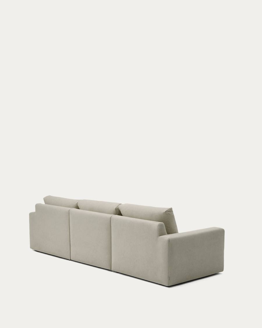 Alea removable cover modular sofa 4-seater in light brown chenille right chaise longue 310 cm