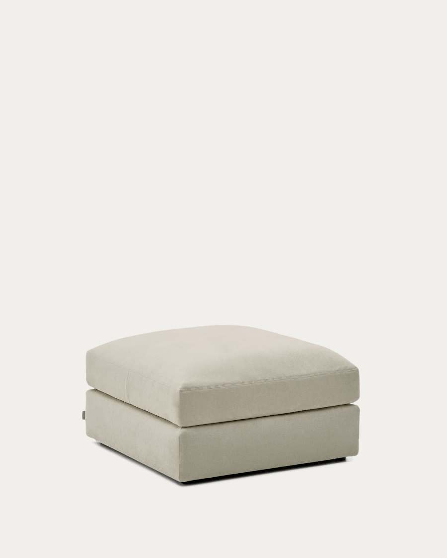 Alea removable cover footrest in light brown chenille 90 x 90 cm