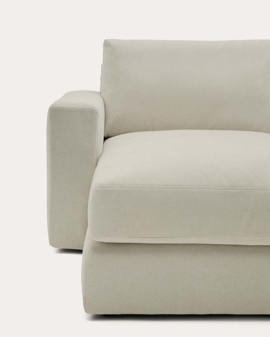 Alea removable cover modular sofa 3-seater in light brown chenille left chaise longue 220 cm