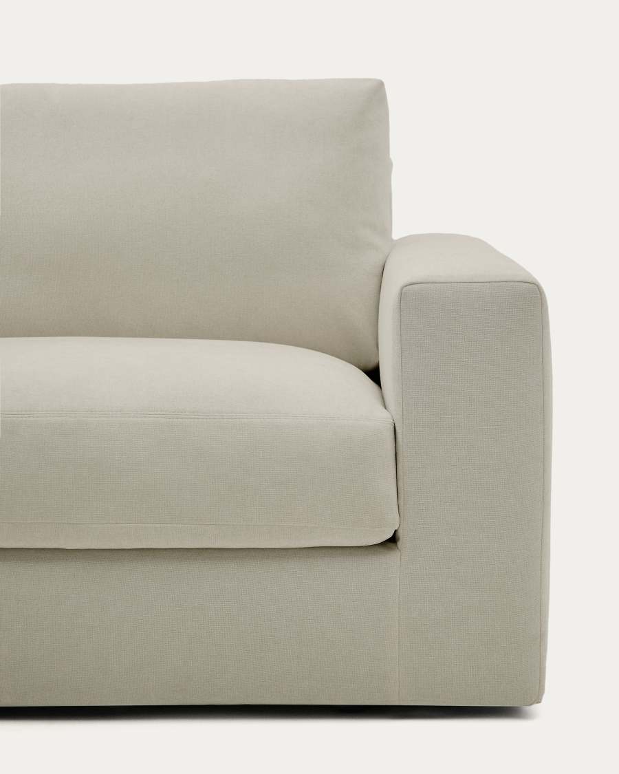 Alea removable cover modular sofa 4-seater in light brown chenille left chaise longue 310 cm