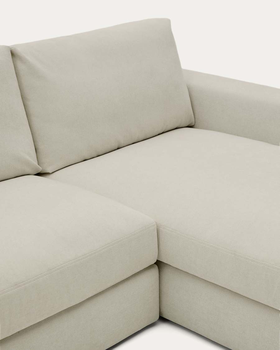 Alea removable cover modular sofa 5-seater in light brown chenille right chaise longue 340 cm