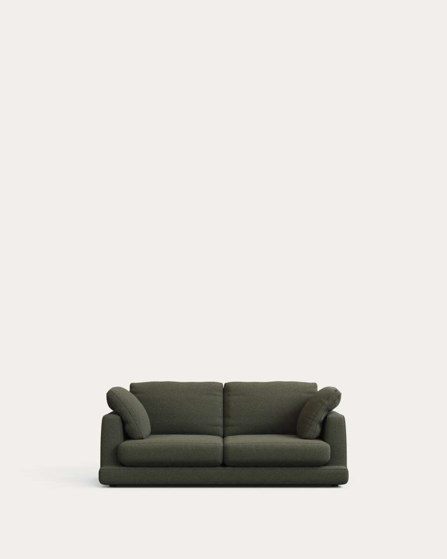 Divano Gala 3 posti in ciniglia verde scuro FSC Mix Credit 210 cm