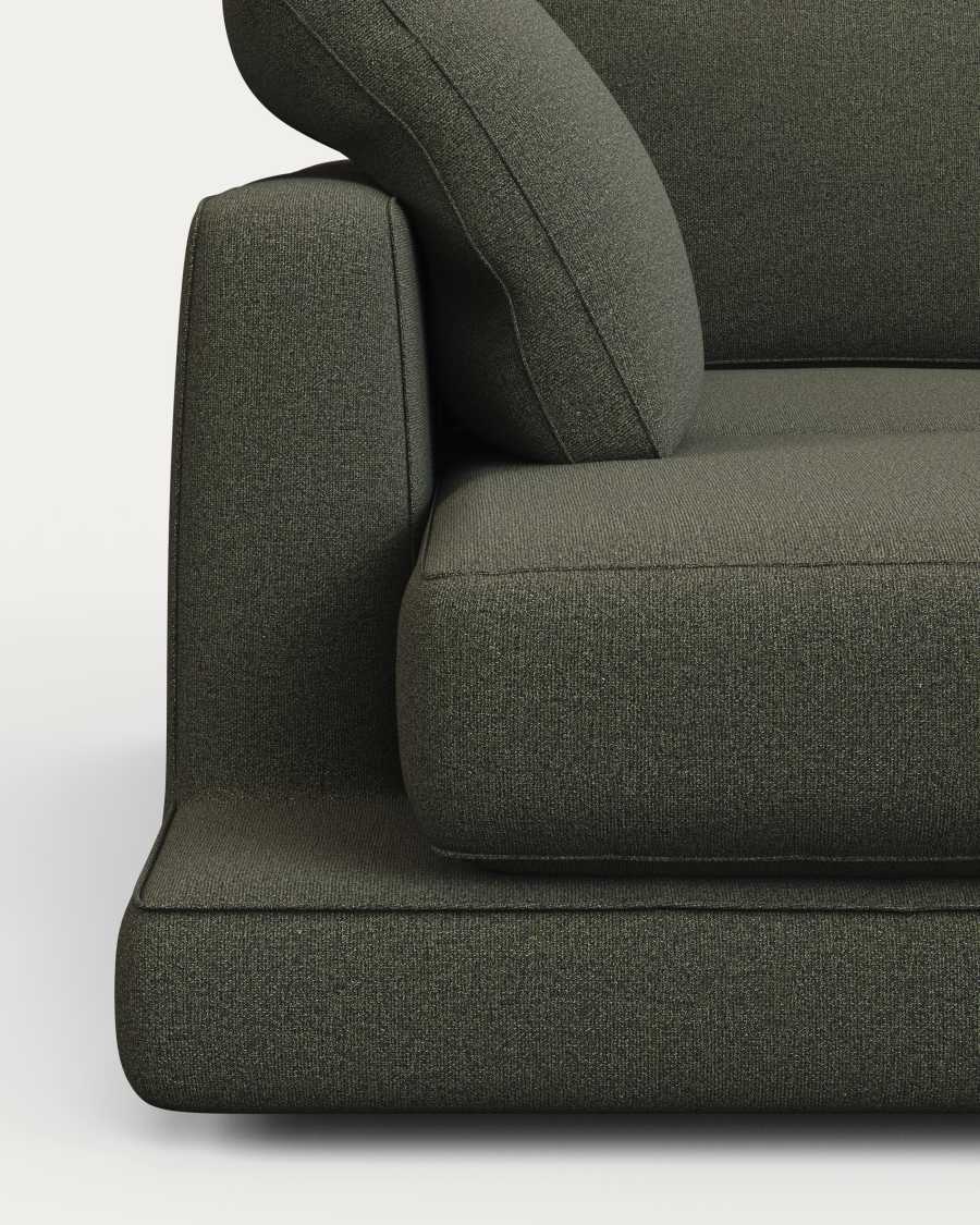 Divano Gala 4 posti con chaise longue sinistra in ciniglia verde scuro FSC Mix Credit 300 cm