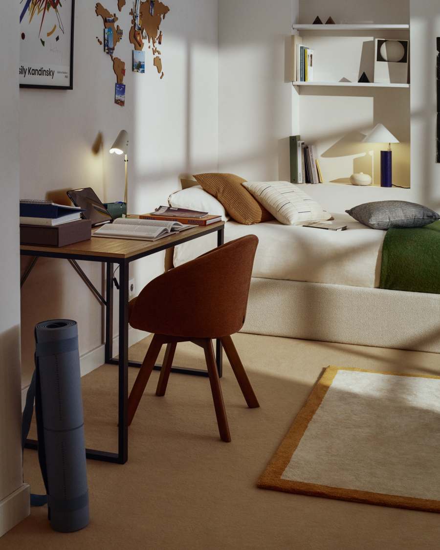 Bureau Talbot en mélamine finition naturelle et pieds en acier noir 120 x 60 cm