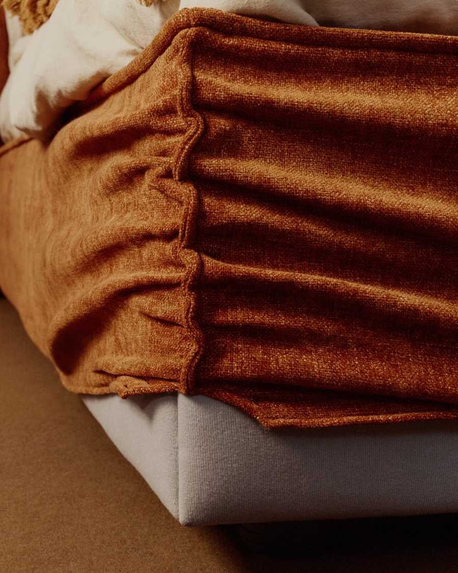 Arvian terracotta chenille bed with storage base and removable covers for mattress 160 x 200 cm