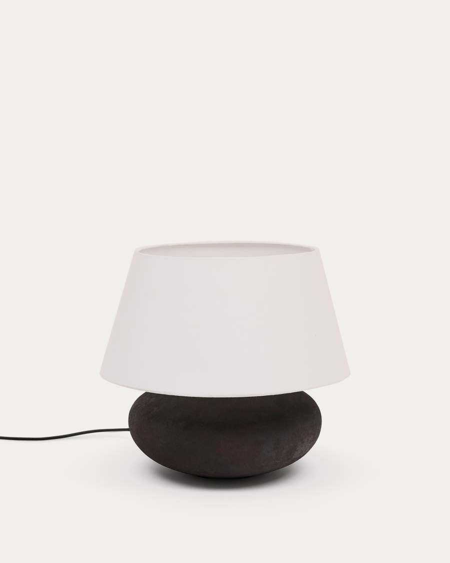 Nessi metal table lamp in a black terracotta effect finish