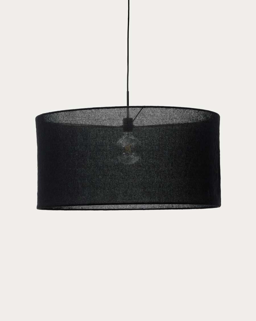 Mariela linen ceiling lamp shade in a black finish Ø 80 x 40 cm
