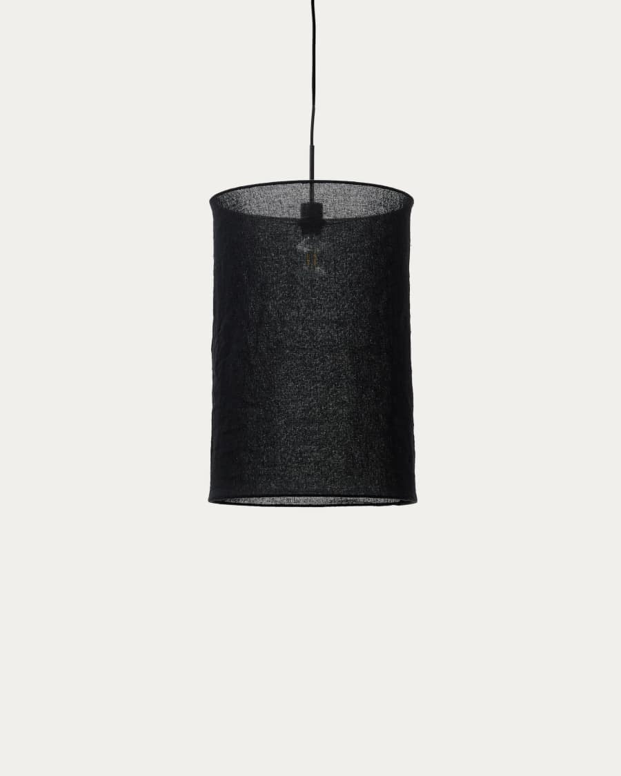 Mariela linen ceiling lamp shade in a black finish Ø 40 x 60 cm