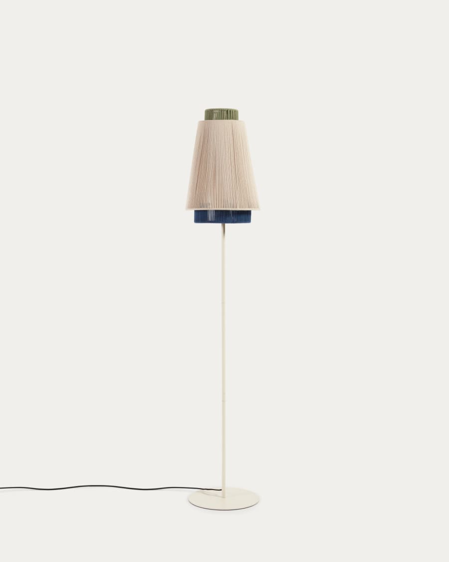 Yuvia cotton floor lamp with a beige and blue finish