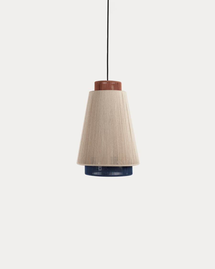 Yuvia katoenen plafondlamp met beige, blauwe en terracotta afwerking