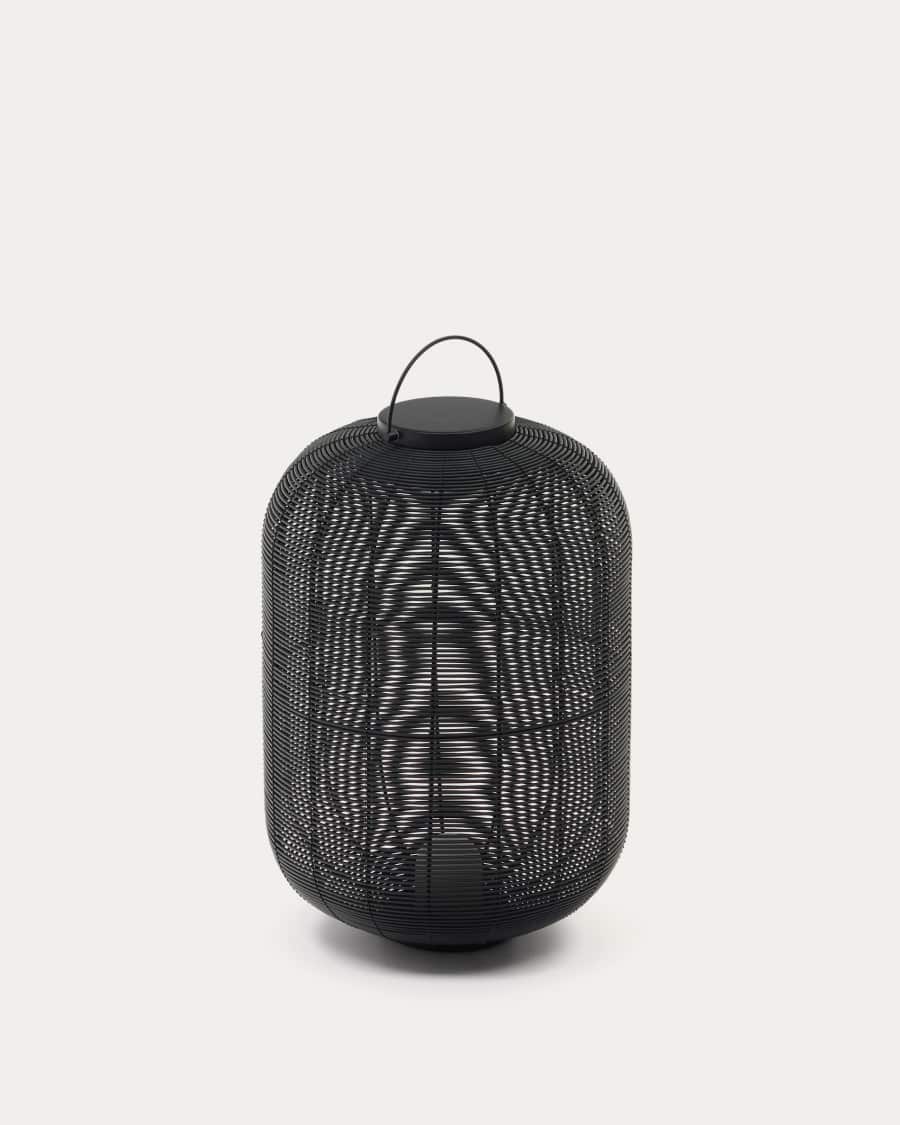 Lampada da tavolo grande portatile Saranella in rattan sintetico nero