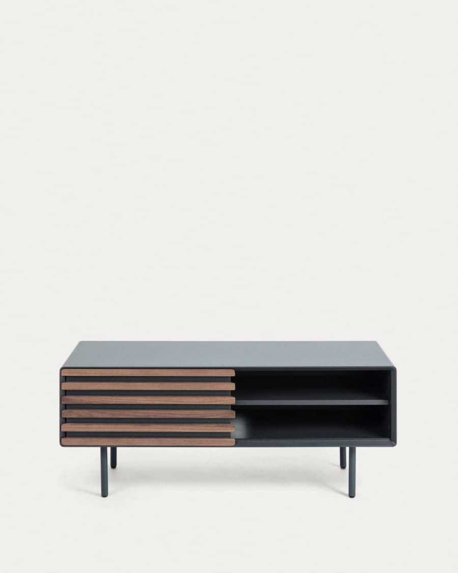 Black and wood sales entertainment unit