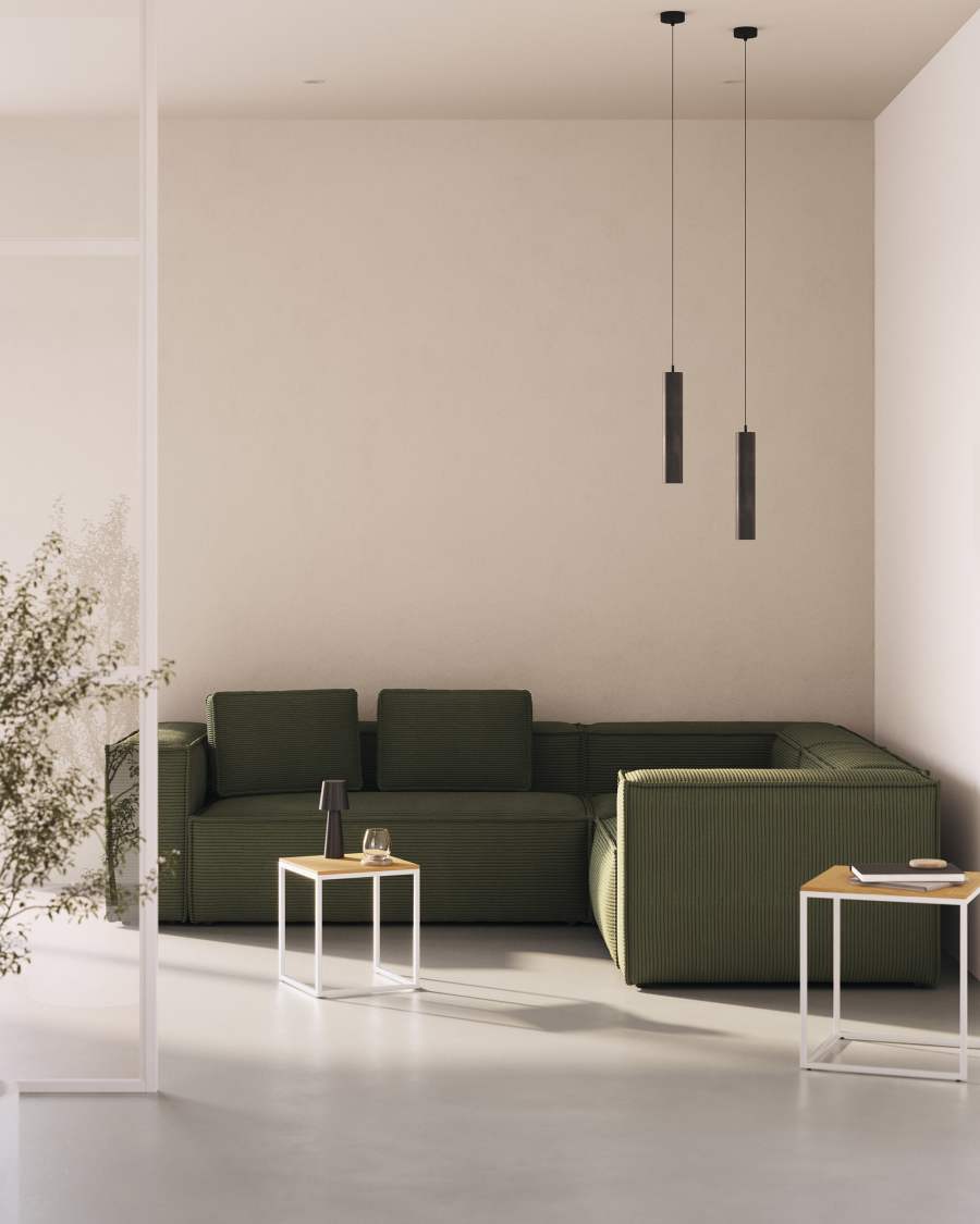Blok fire-retardant 3-seater corner sofa in thick green corduroy 290 x 230cm/230 x 290cm FSC Mix Credit