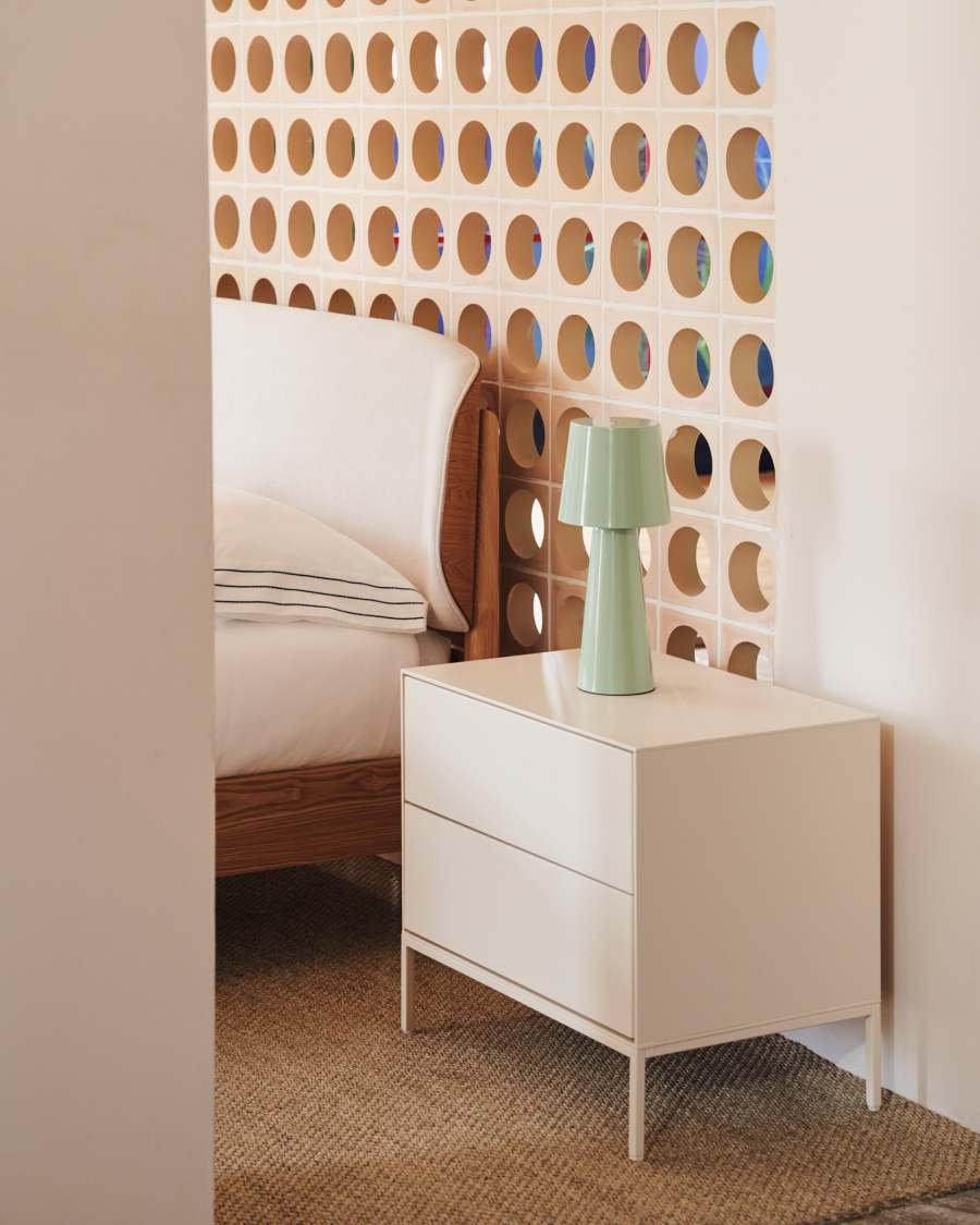 Vedrana Nachttisch 2 Schubladen MDF weiß lackiert 60 x 55 cm