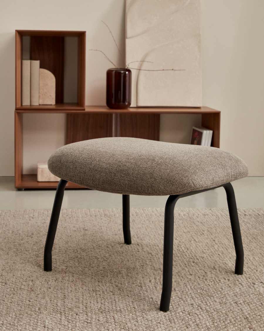 Belina footrest in light brown and steel with black finish FSC 100%