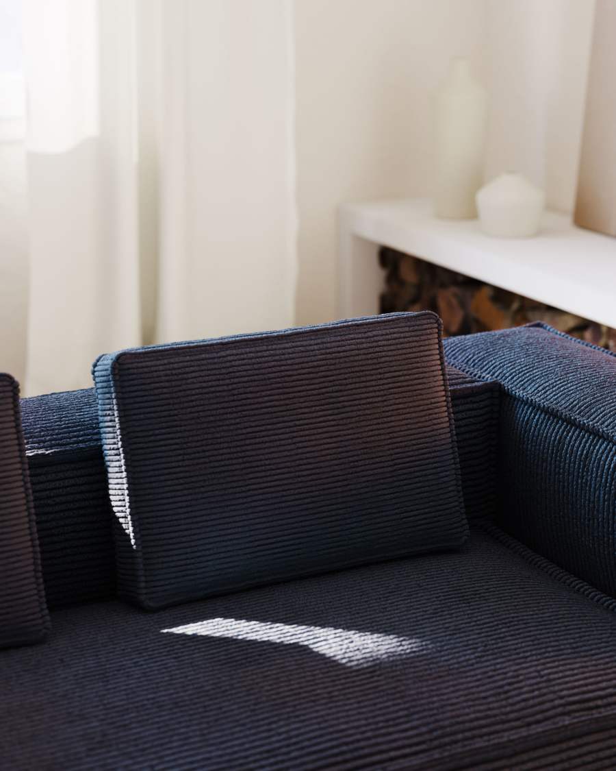 Blok fire-retardant cushion in thick blue corduroy 40 x 60cm