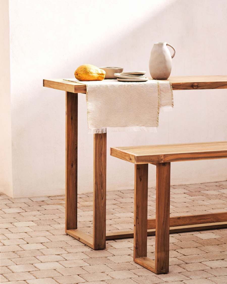 Canadell 100% outdoor bar table in solid teak wood, 140 x 70 cm