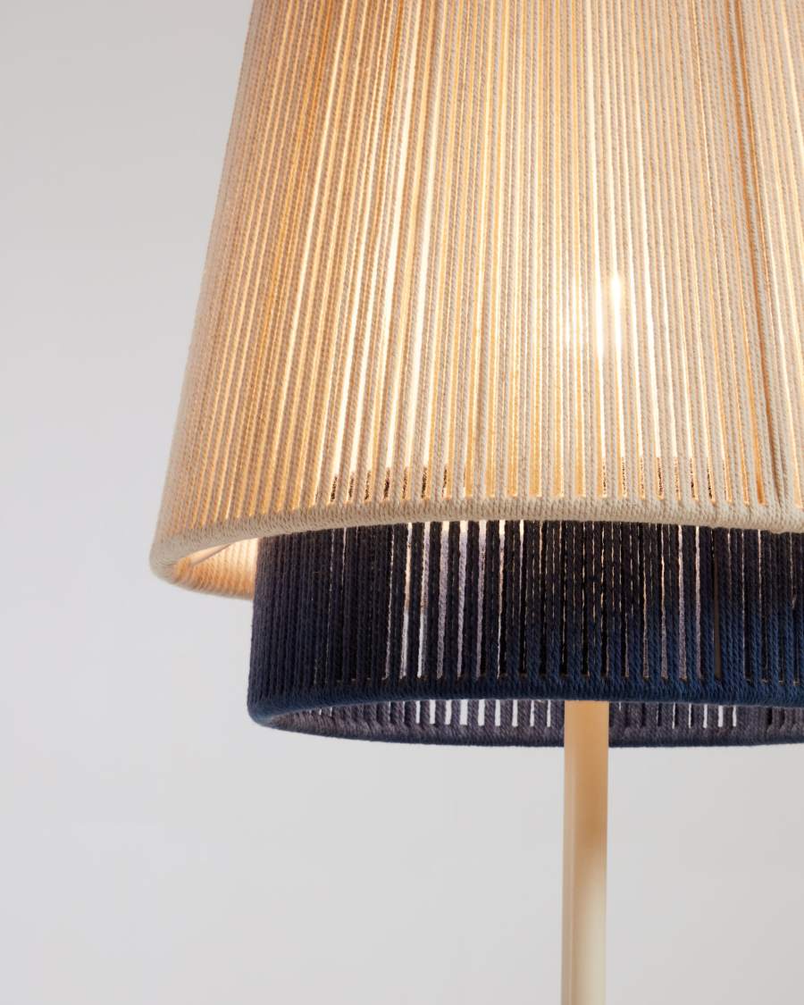 Yuvia cotton floor lamp with a beige and blue finish