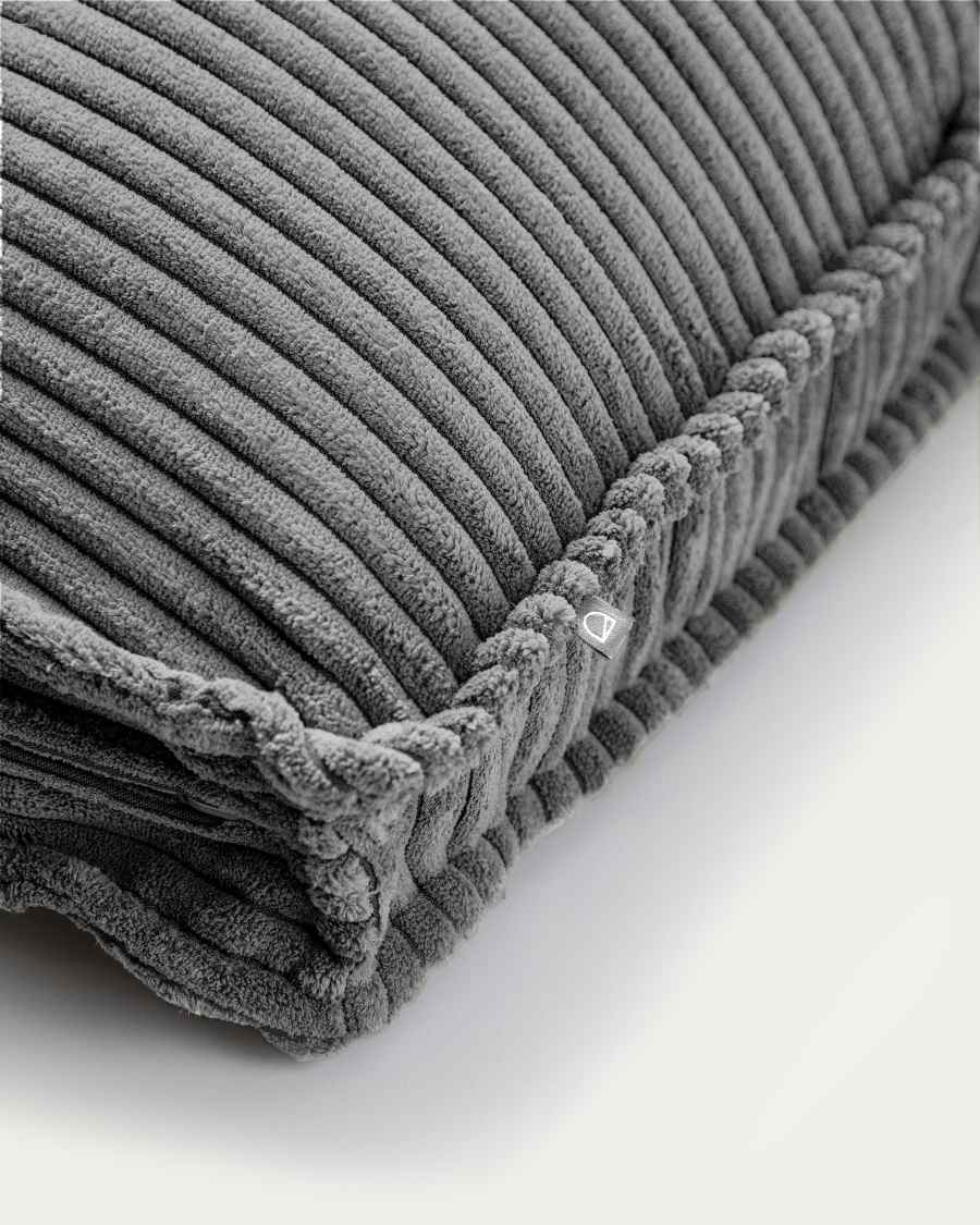 Blok fire-retardant cushion in thick grey corduroy 40 x 60cm
