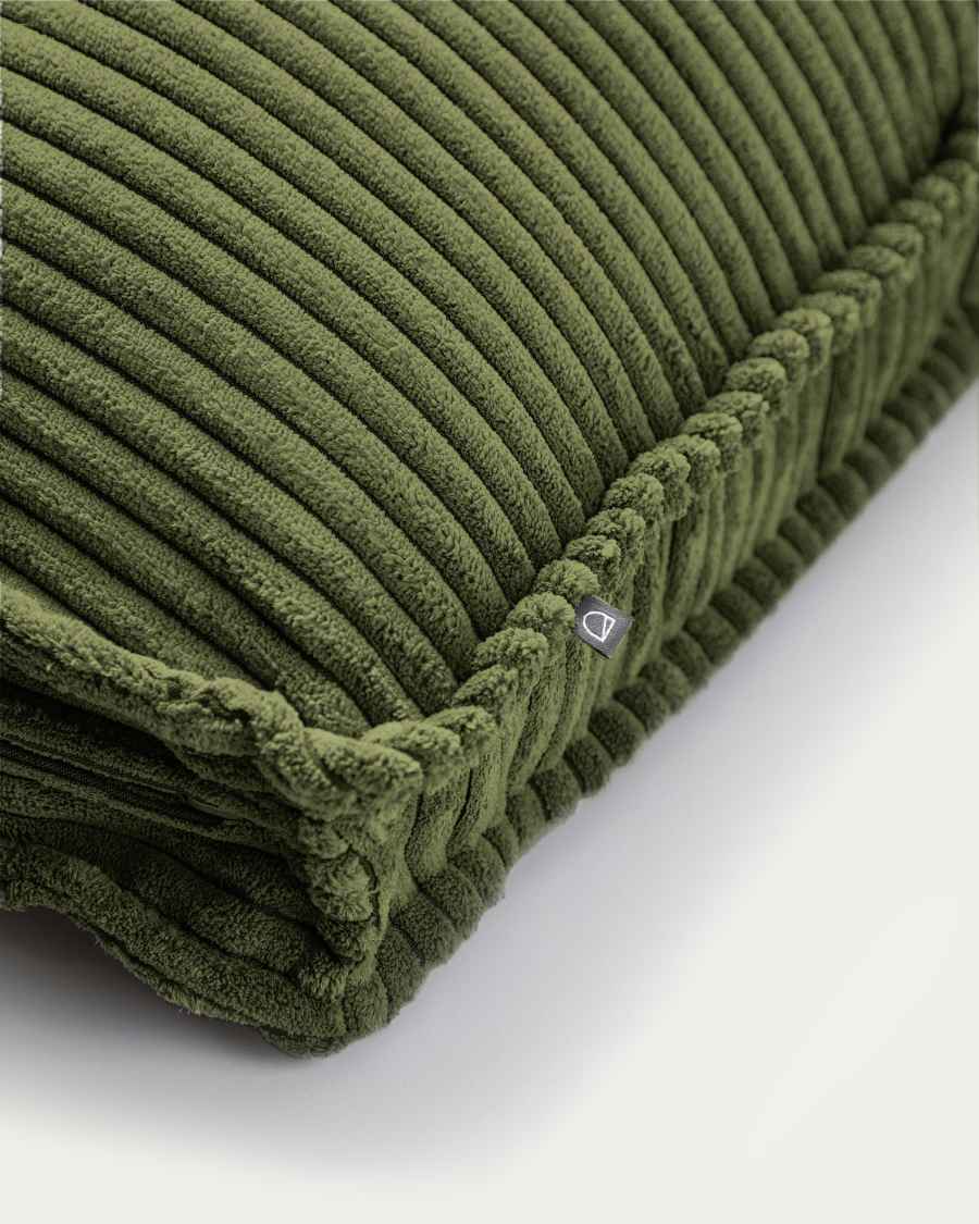 Blok fire-retardant cushion in thick green corduroy 40 x 60cm
