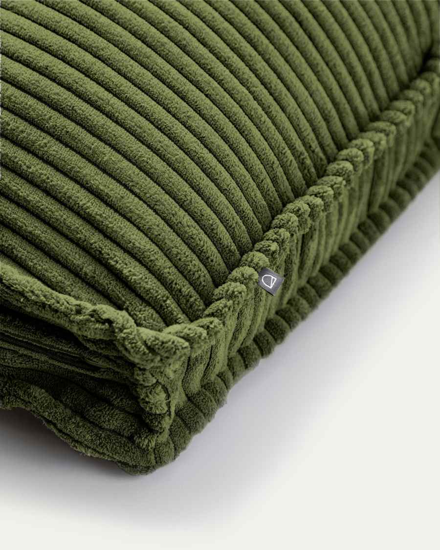 Blok cushion in green thick corduroy 60 x 60cm