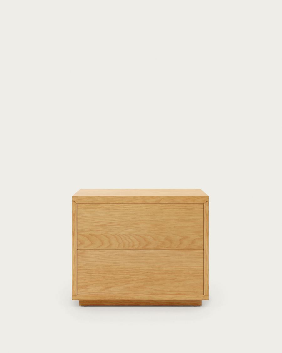 Abilen oak veneer and white lacquer bedside table, 53 x 44 cm, certified FSC 100%