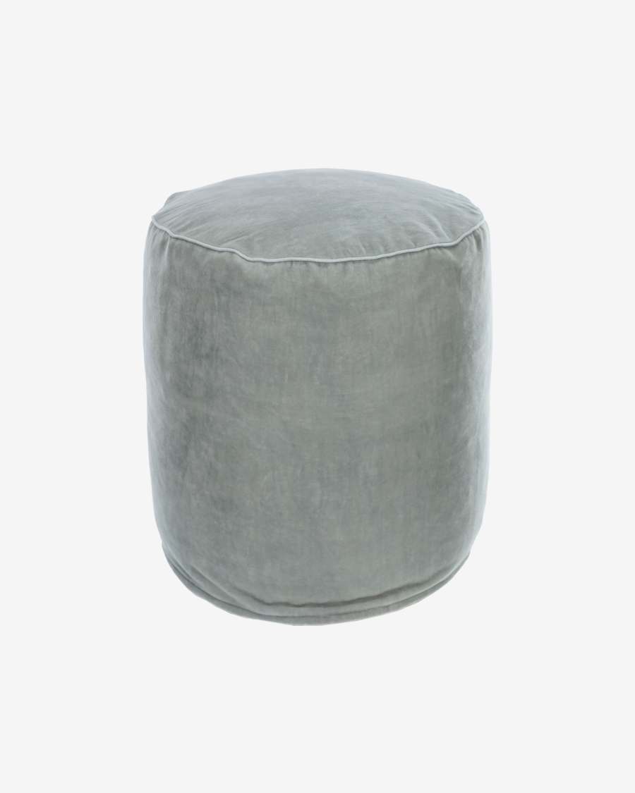 Brunetta round pouffe in light turquoise velvet Ø 40 cm