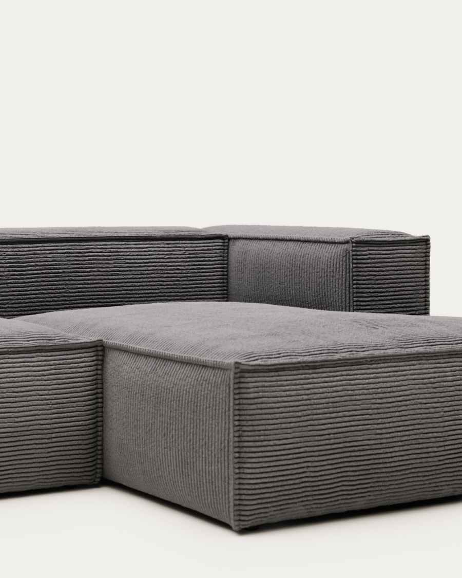 Blok 4 seater sofa with right side chaise longue in grey corduroy, 330 cm FR