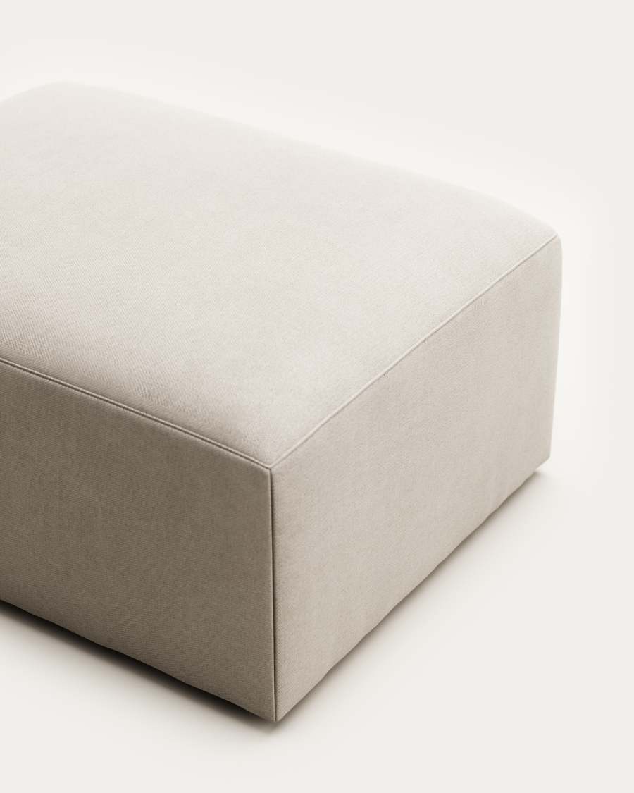 Blok fire-retardant footrest in white chenille 90 x 74cm